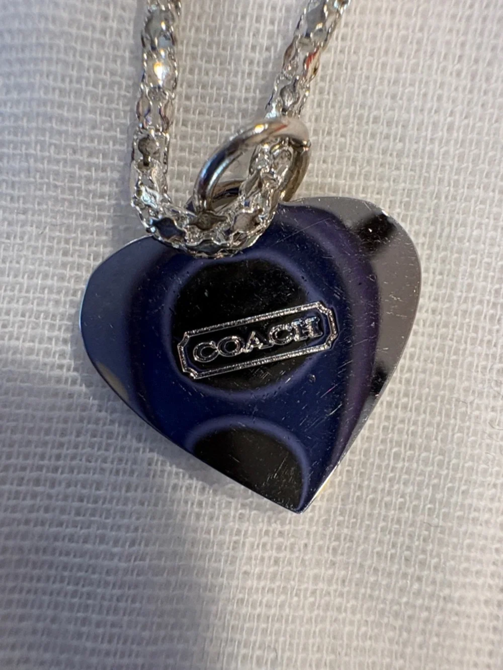 Coach Pink Heart Pendant Necklace with Crystal Accent - Picture 3 of 5